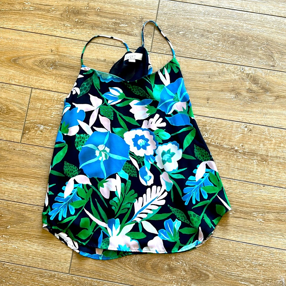 Loft Aqua, Green, Pink & Black Tank Top Blouse Size XS